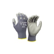 PYRAMEX Polyurethane Dipped Glove, 13ga Nylon, A1 Cut, Gray, Size XS GL401XS